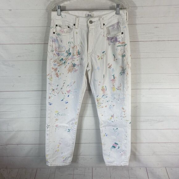 Polo by Ralph Lauren Denim - Polo Ralph Lauren Womens Avery Boyfriend Crop Paint Splatter Jeans Sz 27 White